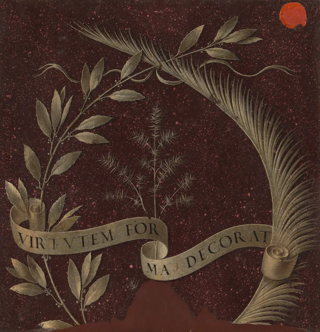 Wreath of Laurel, Palm, and Juniper with a Scroll in Detail Leonardo da Vinci
